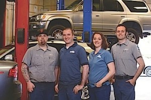 Shannon Family Auto staff: Jerome, technician; Larry and Colleen, owners; and Nick, technician.