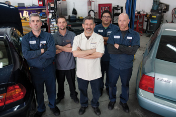 the frank's mercedes team (from left): paul shepherd, adam feldman, frank scandura iii, humberto gonzalez and daniel conder.