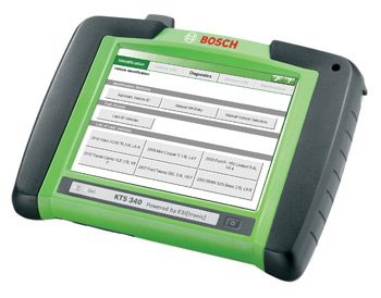 Bosch's powerful KTS 340, developed specifically for the North American market, gives the technician incredible firepower. The KTS 340 immediately identifies a vehicle in the bay, analyzes vehicle systems, finds problems, and provides repair solutions as the technician holds the 340 in his hands.